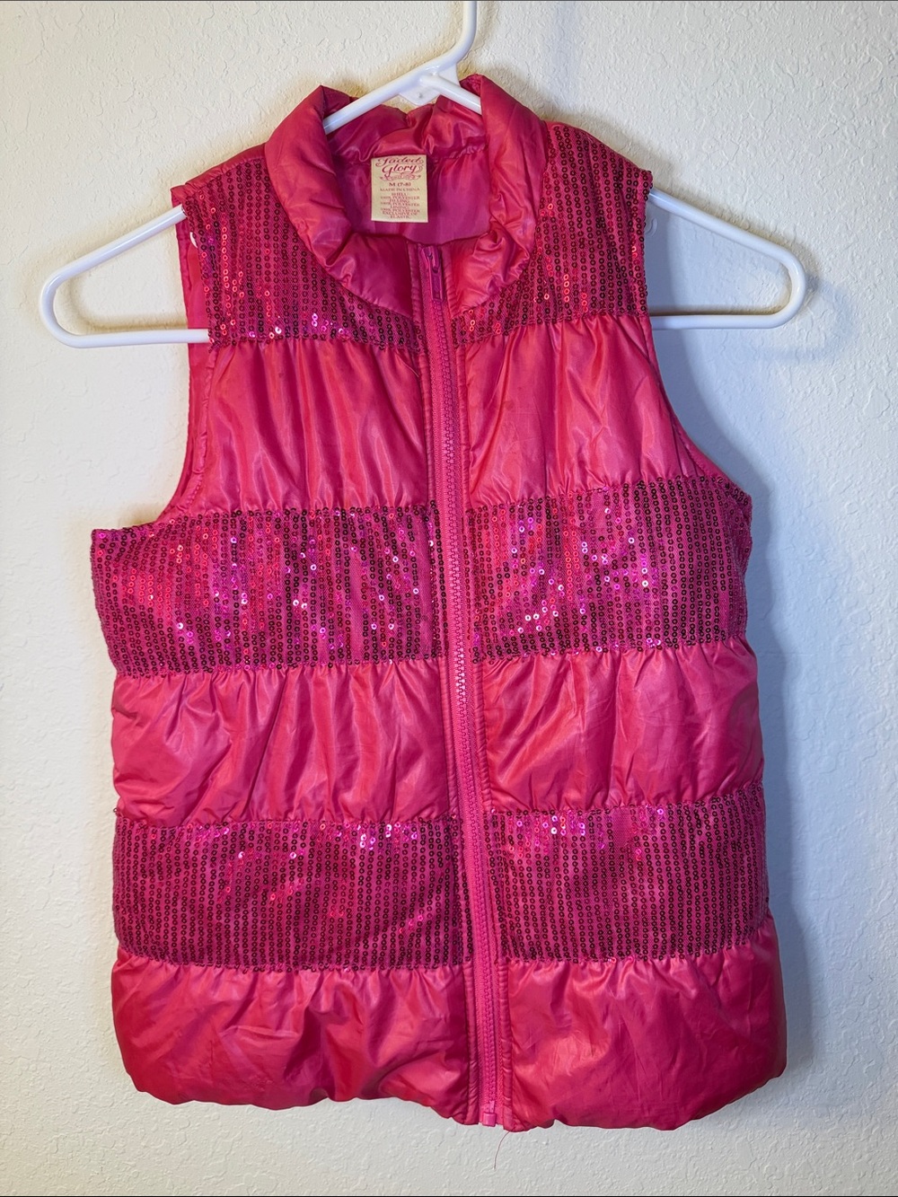 Faded Glory Hot Pink Sequin Puffer Vest